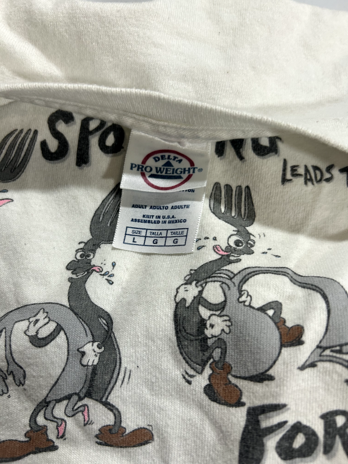 Vintage 90s Spooning Leads to Forking Obscure Funny Sex T-Shirt Size Large
