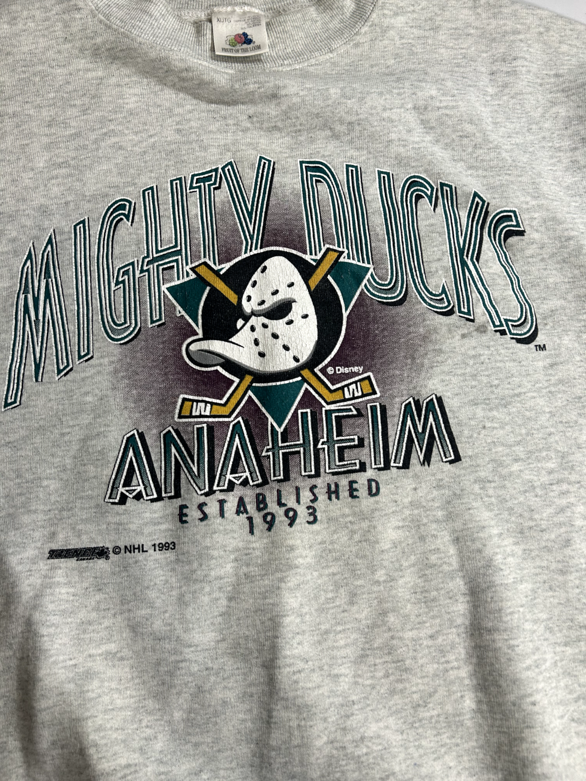 Vintage 1993 Anaheim Mighty Ducks NHL Inaugural Season Crewneck Sweatshirt Sz XL