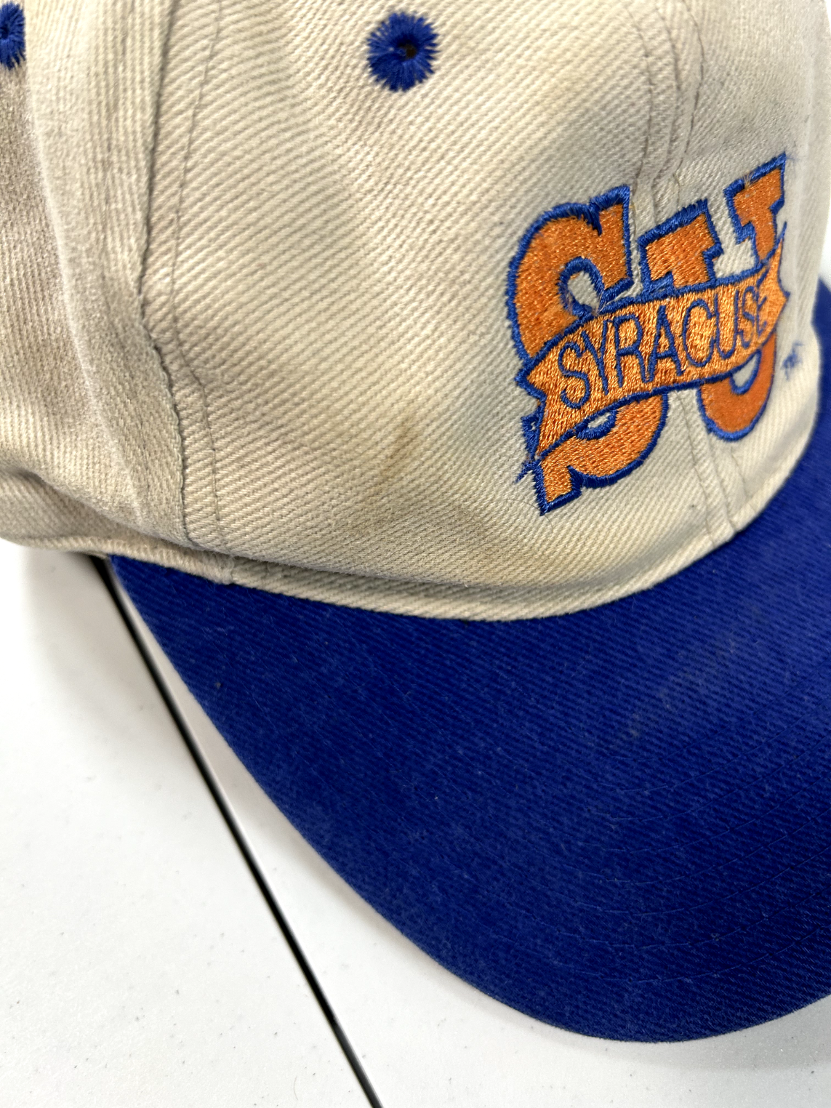 Vintage 90s Syracuse Orange University Embroidered Spellout Snapback Hat OSFA