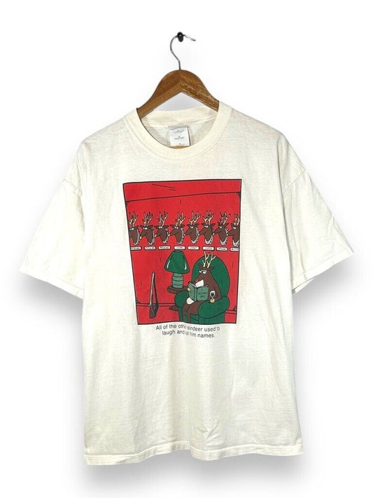 Vintage 90s Rudolph The Red Nose Reindeer Funny Obscure Christmas T-Shirt Sz XL