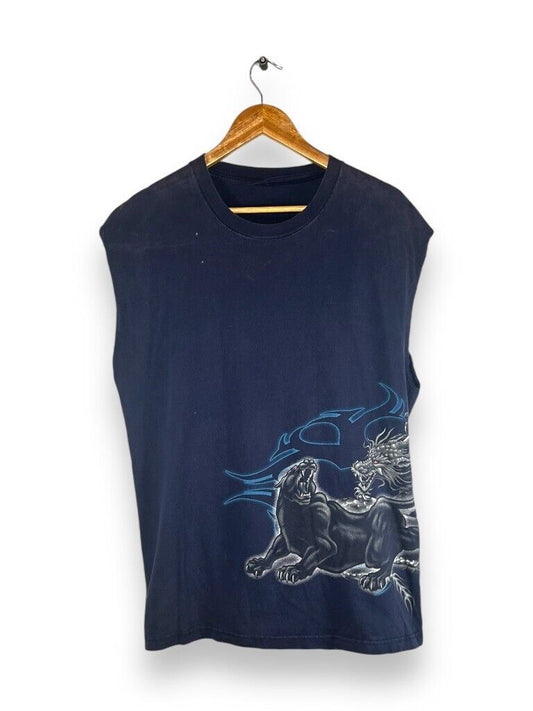 Vintage Y2k Dragon Panther Wrap Around Graphic Sleeveless T-Shirt Size XL