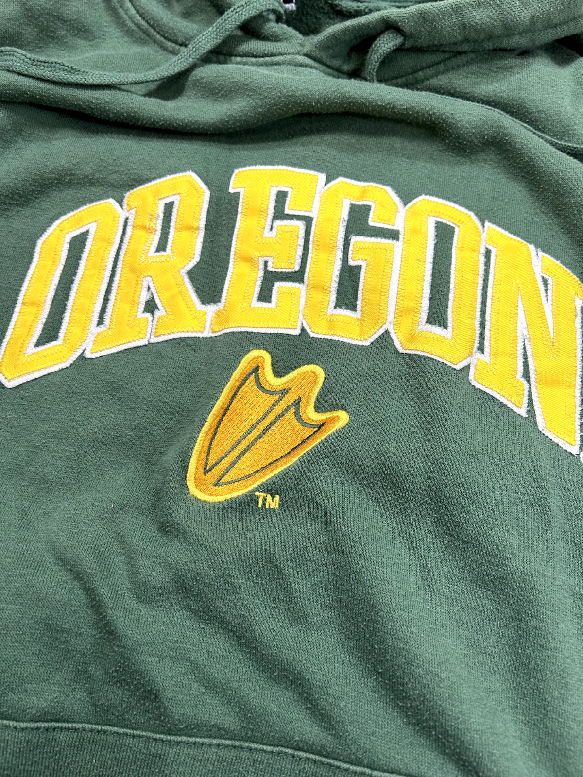 Vintage Oregon Ducks NCAA College Stitched Hooded Pull Over Sweatshirt Sz Medium