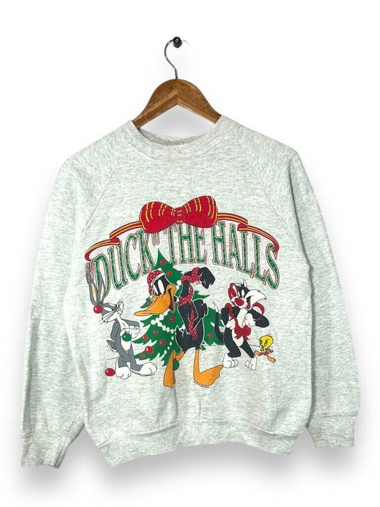 Vintage 1993 Looney Tunes Duck The Halls Christmas Crewneck Sweatshirt Sz Small