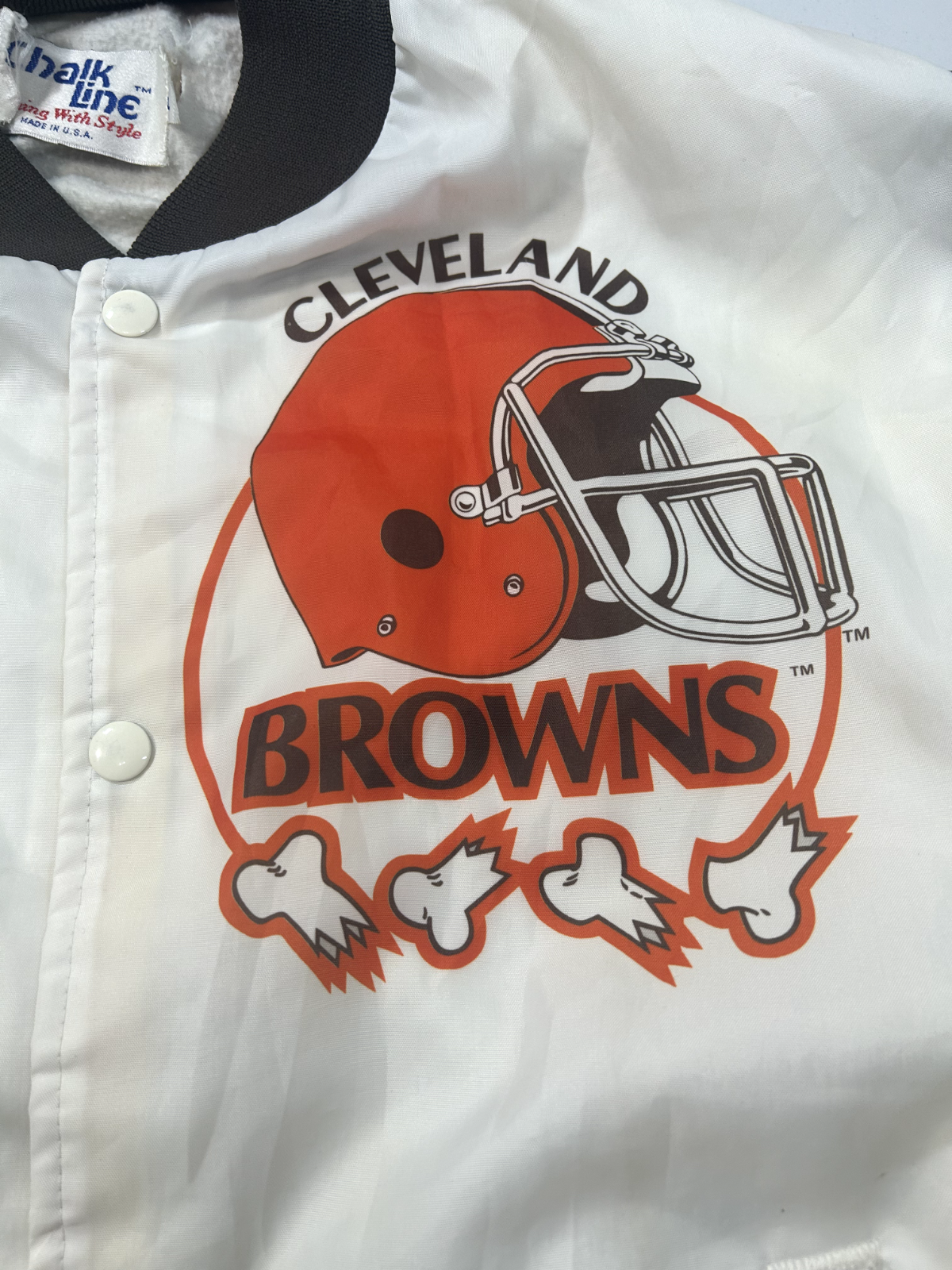 Vintage 90s Cleveland Browns NFL Button Up Chalk Line Dawgs Jacket Size Large