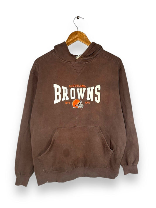 Vintage Cleveland Browns NFL Logo Graphic Spellout Hooded Sweatshirt Size Medium