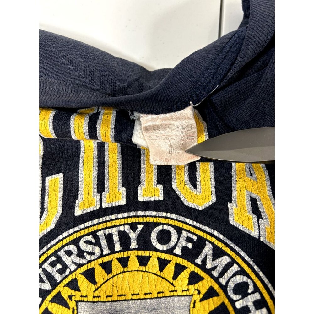 Vtg 80/90s Michigan University Arc Graphic Spellout Crewneck Sweatshirt Sz Large