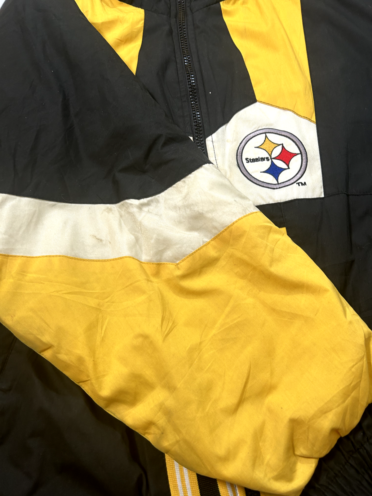 Vintage 90s Pittsburgh Steelers NFL Reversible Insulated Puffer Jacket Sz Large