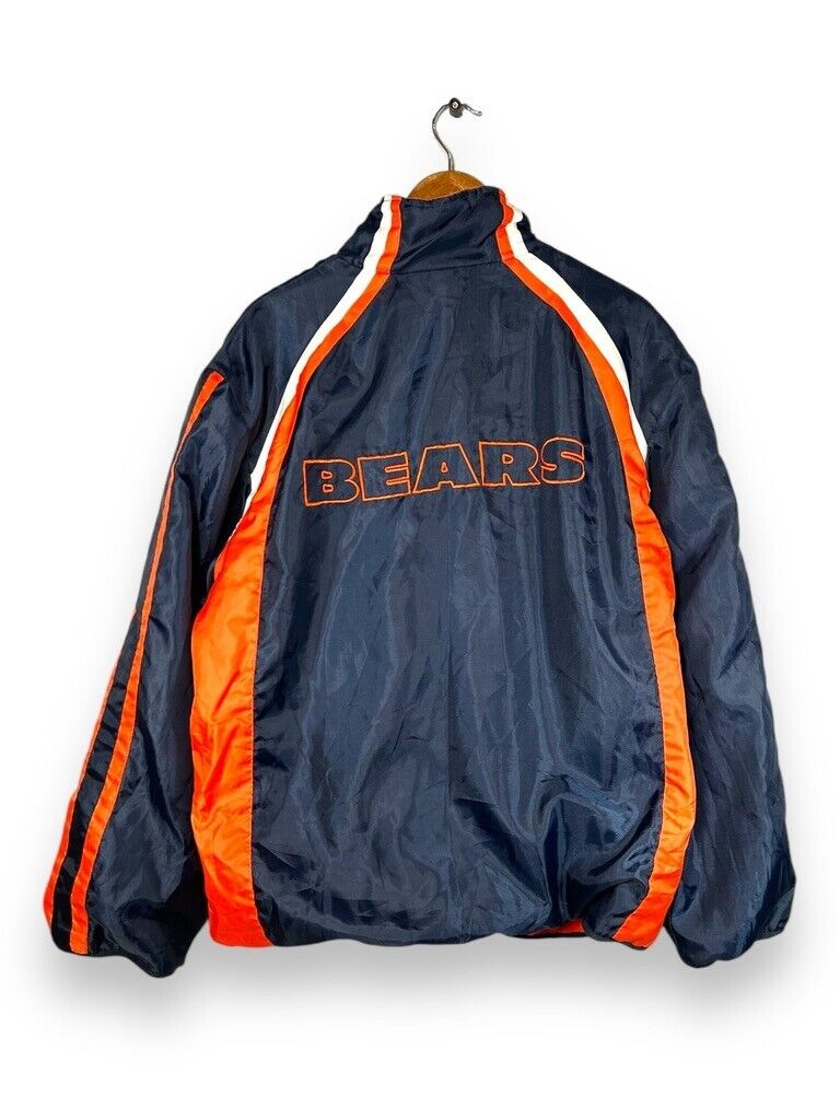 Vintage Chicago Bears NFL Reversible Full Zip Nylon Fleece Jacket Size XL