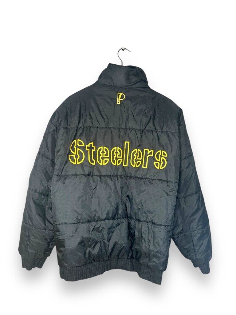 Vintage 90s Pittsburgh Steelers NFL Reversible Insulated Puffer Jacket Sz Large