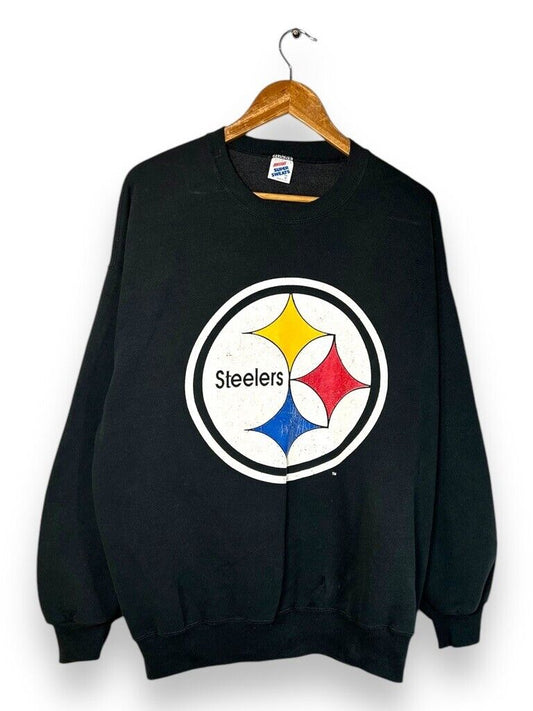 Vintage 90s Pittsburgh Steelers NFL Logo Graphic Crewneck Sweatshirt Size 2XL