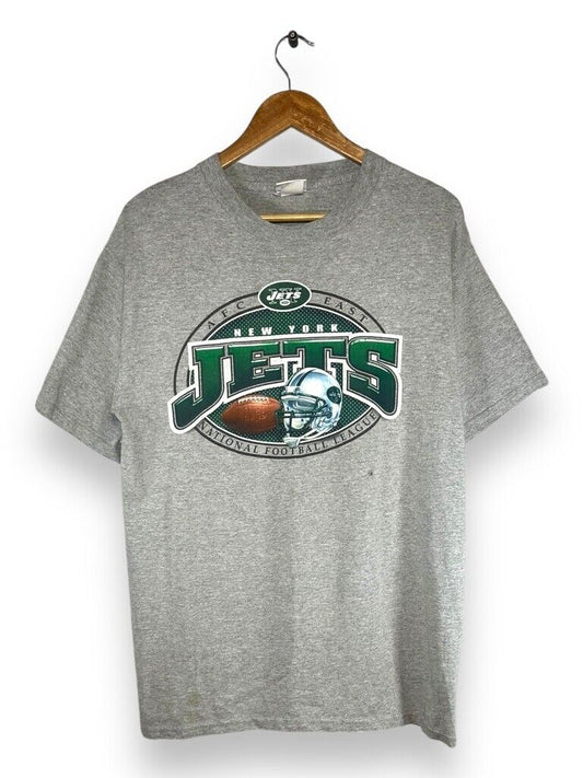 Vintage New York Jets NFL Logo Graphic Spellout T-Shirt Size Large