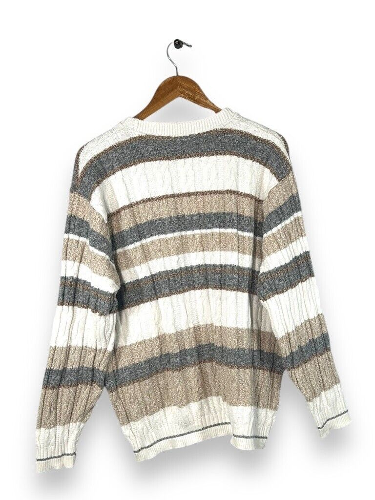 Vintage 3D Knit Patterned Abstract Fall Winter Crewneck Sweatshirt Size Large