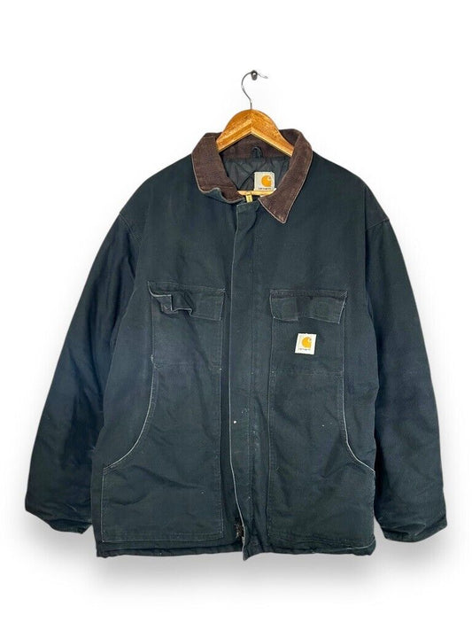 Vintage 90s Carhartt Arctic Canvas Workwear Quilted Heavy Jacket Size XL Black