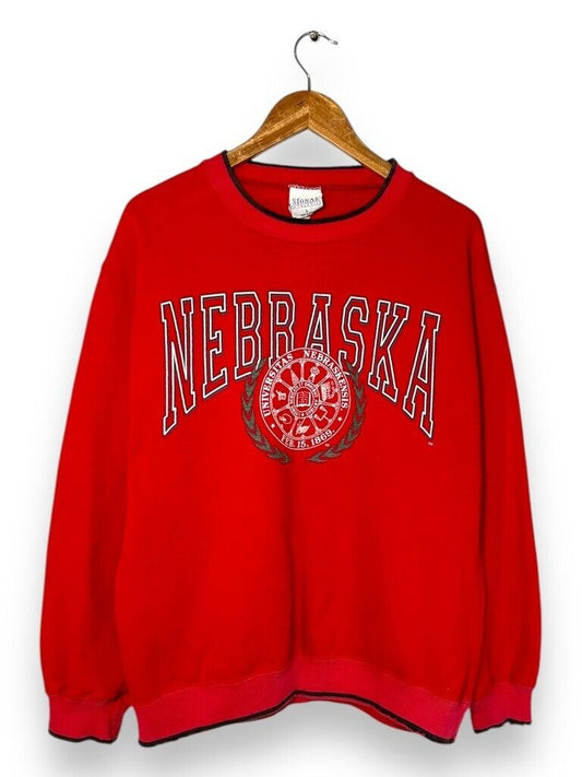 Vtg 90s Nebraska Cornhuskers NCAA Crest Graphic Crewneck Sweatshirt Size Large