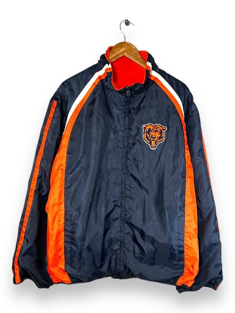 Vintage Chicago Bears NFL Reversible Full Zip Nylon Fleece Jacket Size XL