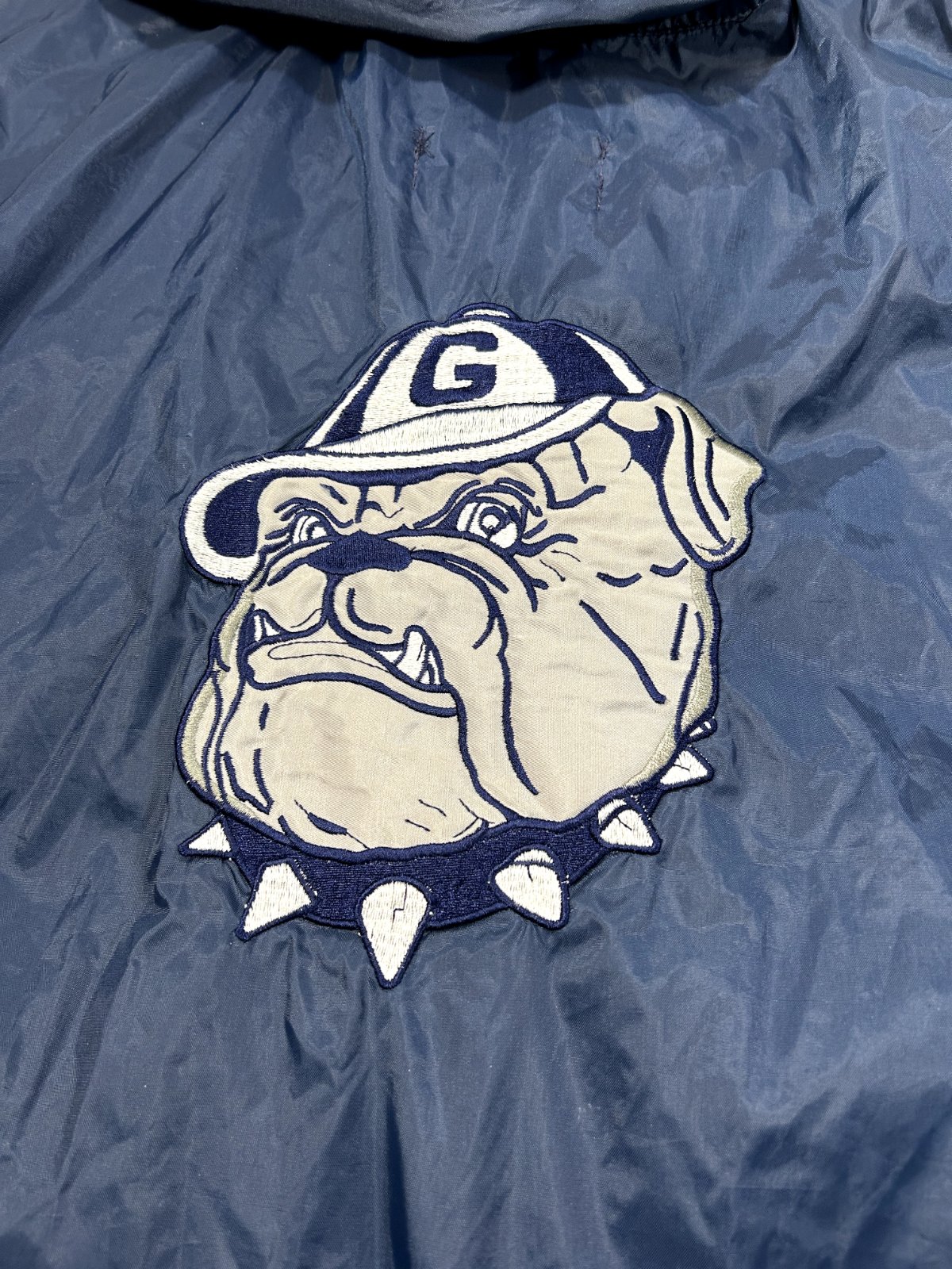 Vtg 90s Georgetown Hoyas NCAA Embroidered Logo Windbreaker Light Jacket Sz Large