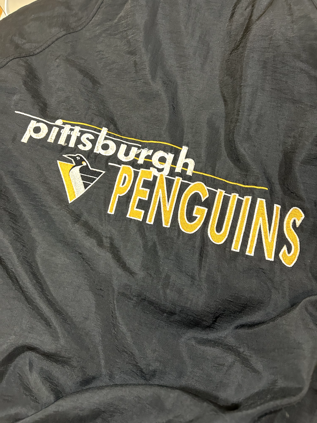 Vintage 90s Pittsburgh Penguins NHL Embroidered Full Zip Hockey Jacket Size XL