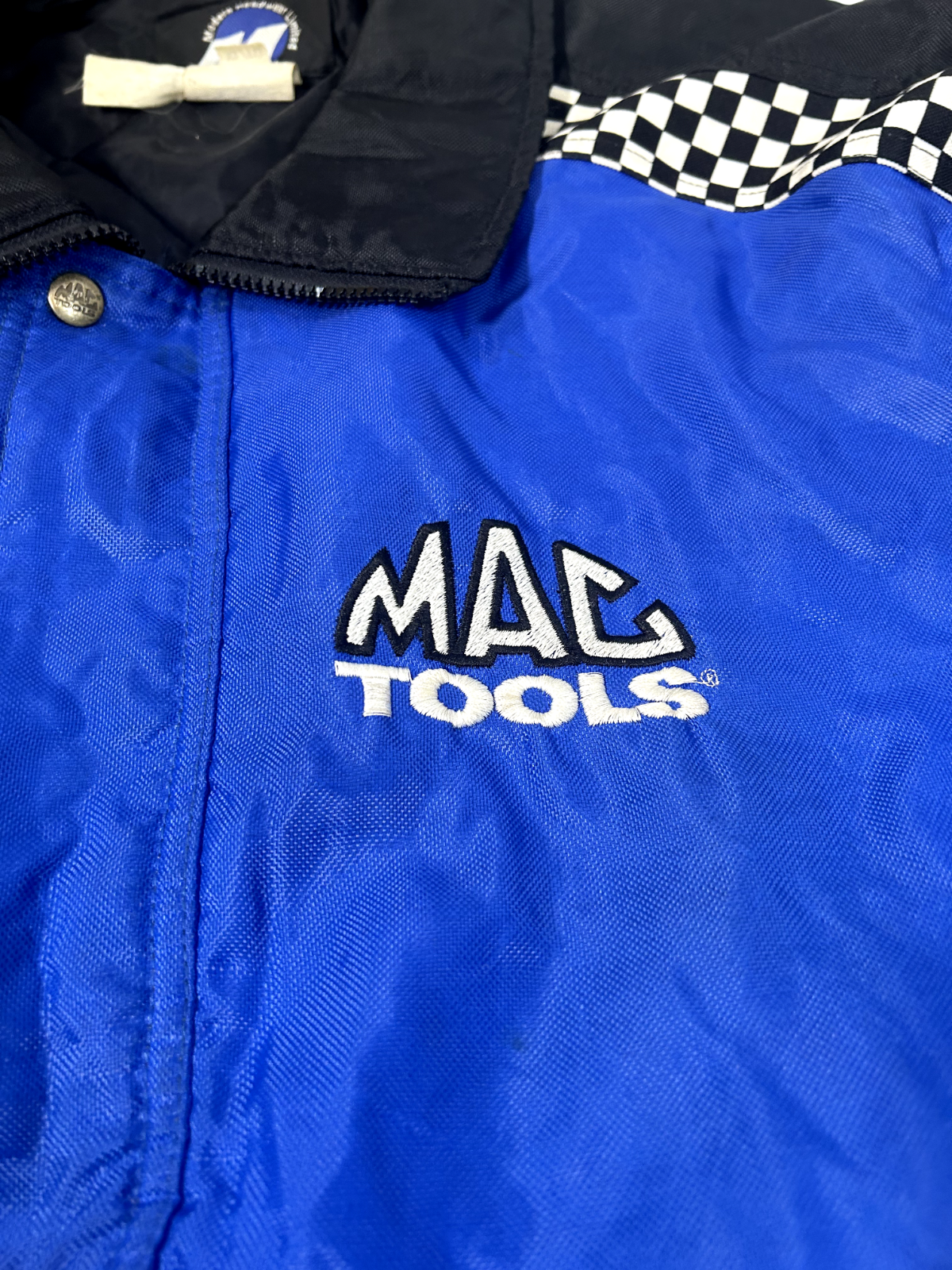 Vintage 90s Mac Tools Racing Button Up Embroidered Bomber Race Jacket Size XL