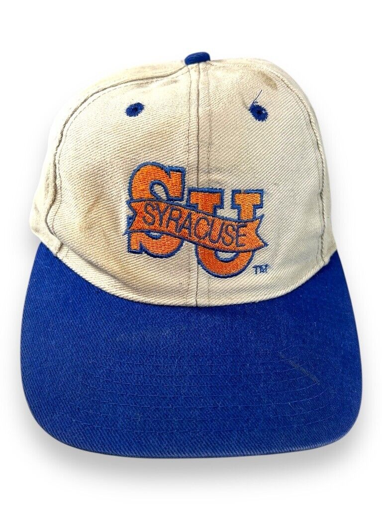 Vintage 90s Syracuse Orange University Embroidered Spellout Snapback Hat OSFA