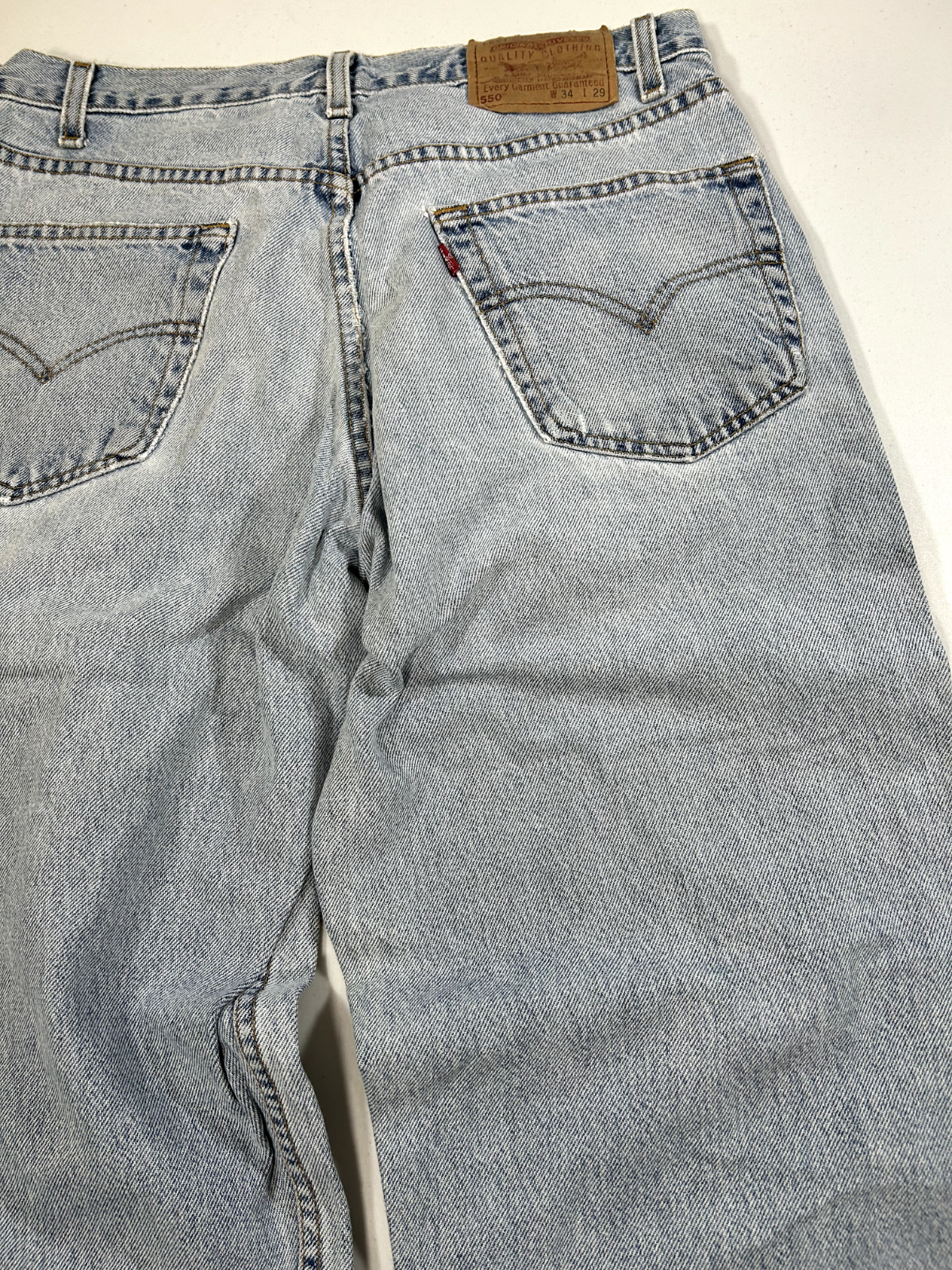 Vintage 90s Levis 550 Relaxed Fit Baggy Light Wash Denim Pants Size 32