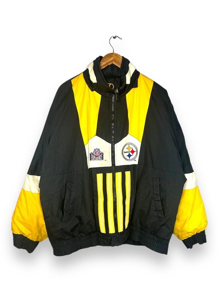 Vintage 90s Pittsburgh Steelers NFL Reversible Insulated Puffer Jacket Sz Large