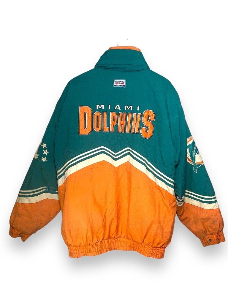 Vintage 90s Miami Dolphins NFL Insulated Full Zip Jacket Nylon Size Large