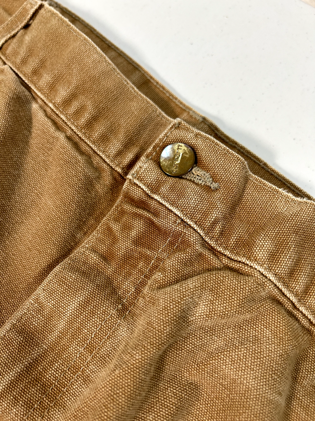 Vtg 90s Carhartt Carpenter Double Knees Canvas Workwear Pants Sz 38 Made In USA