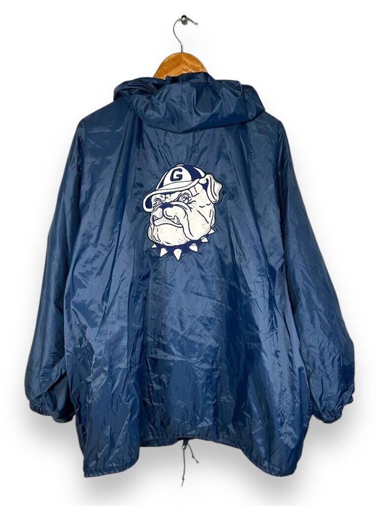 Vtg 90s Georgetown Hoyas NCAA Embroidered Logo Windbreaker Light Jacket Sz Large