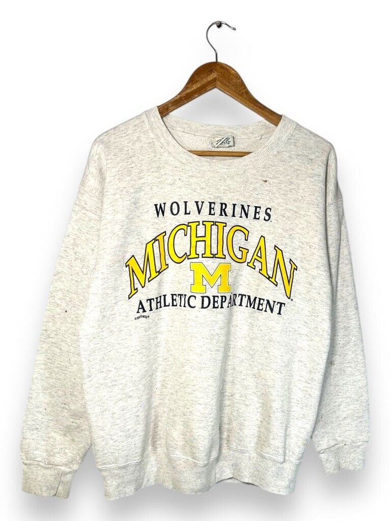 Vintage 90s Michigan Wolverines NCAA Graphic Logo Crewneck Sweatshirt Sz Medium