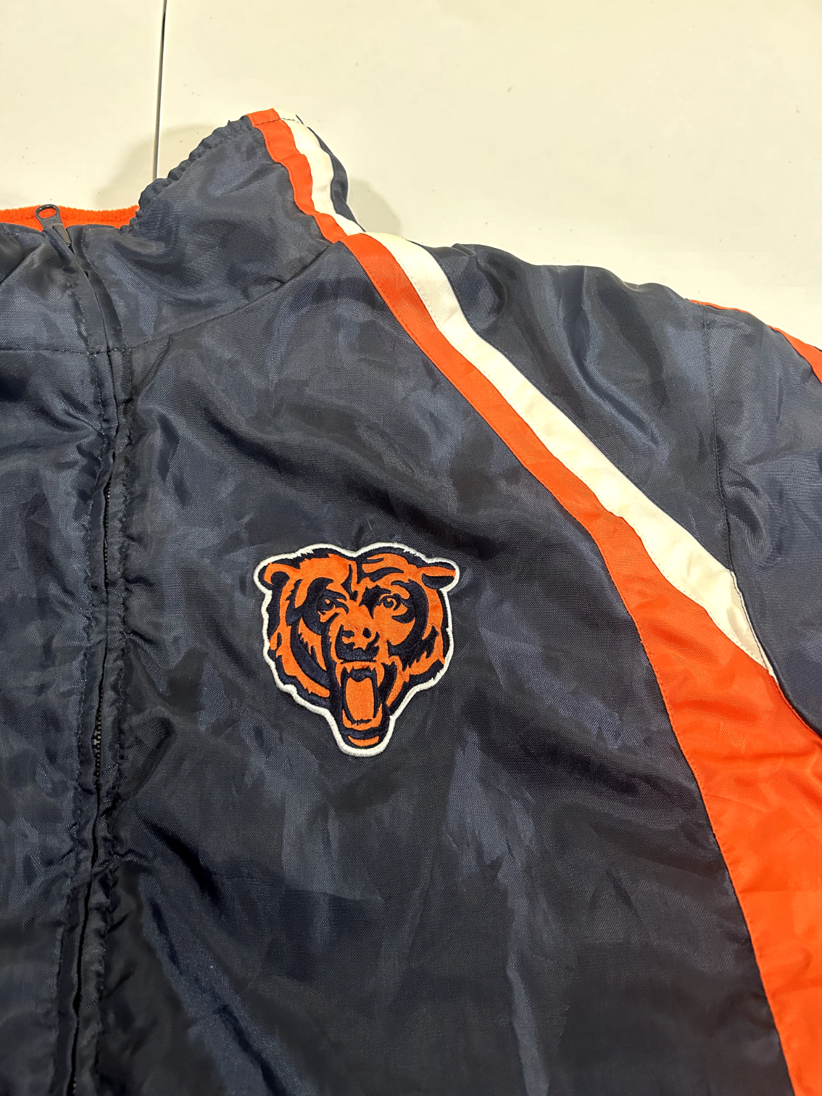 Vintage Chicago Bears NFL Reversible Full Zip Nylon Fleece Jacket Size XL