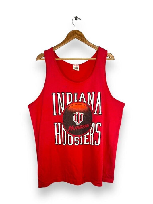 Vintage 1987 Indiana Hoosiers NCAA Graphic Logo Spellout Muscle Shirt Size XL