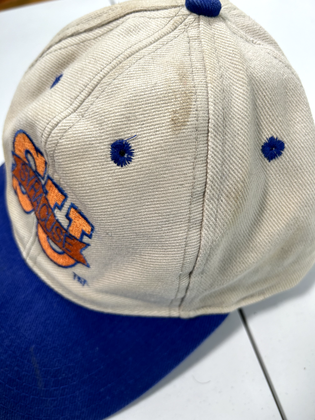 Vintage 90s Syracuse Orange University Embroidered Spellout Snapback Hat OSFA