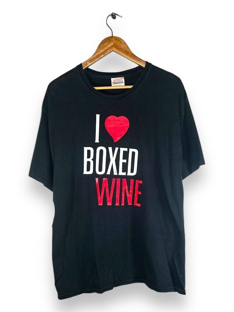 Vintage 90s I Love Boxed Wine Comedy Obscure Alcohol T-Shirt Size Large