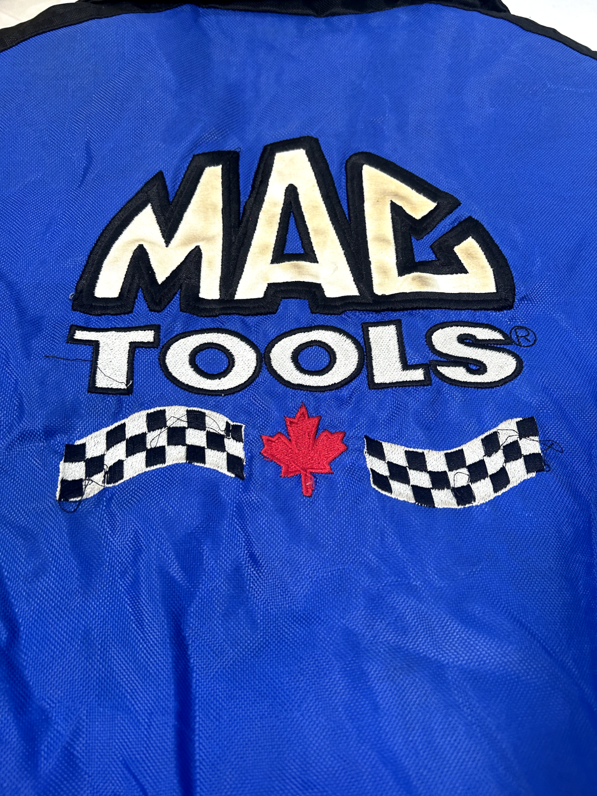 Vintage 90s Mac Tools Racing Button Up Embroidered Bomber Race Jacket Size XL