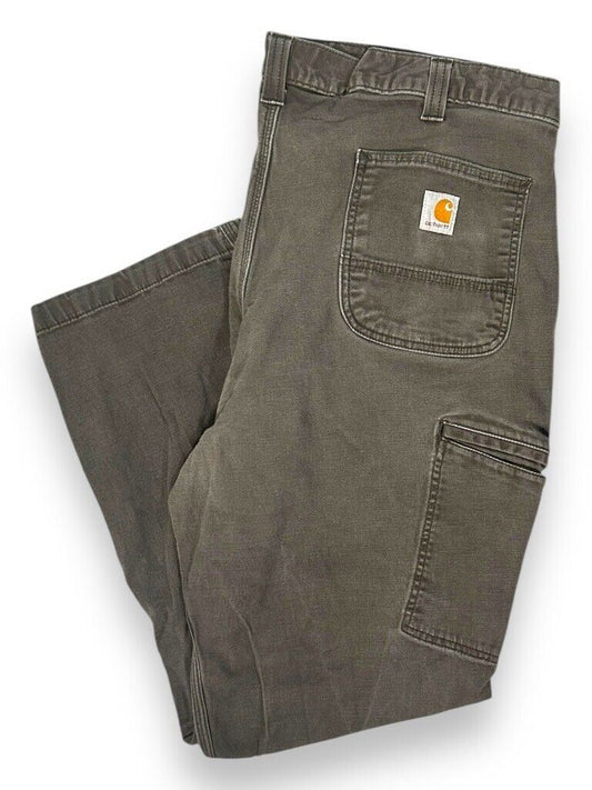 Vintage Carhartt Five Pocket Canvas Faded Baggy Workwear Pants Size 41 Grey