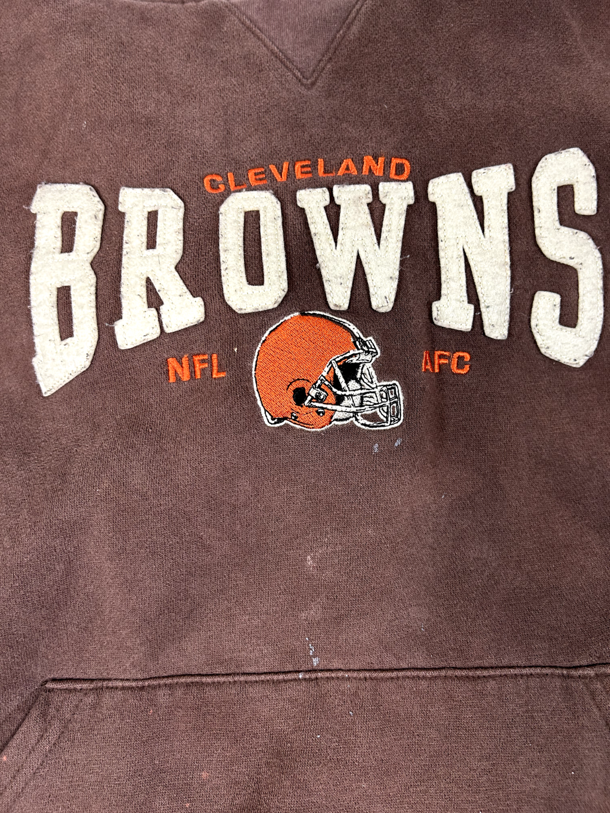 Vintage Cleveland Browns NFL Logo Graphic Spellout Hooded Sweatshirt Size Medium