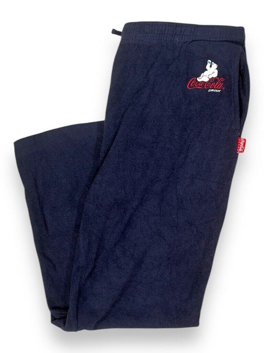 Vintage 90s CocaCola Bear Logo Embroidery Fleece Track Sweat Pants Size Large