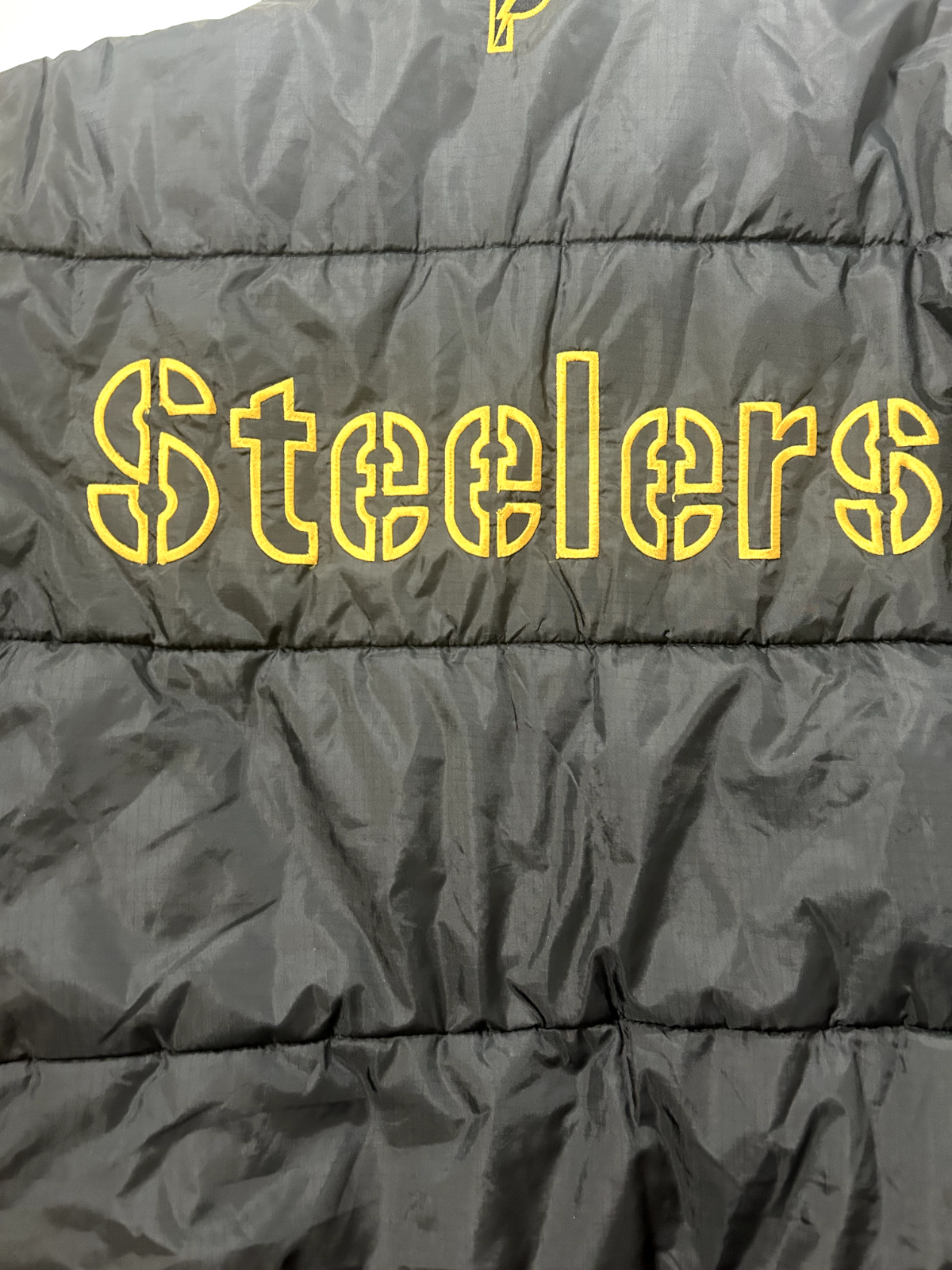 Vintage 90s Pittsburgh Steelers NFL Reversible Insulated Puffer Jacket Sz Large