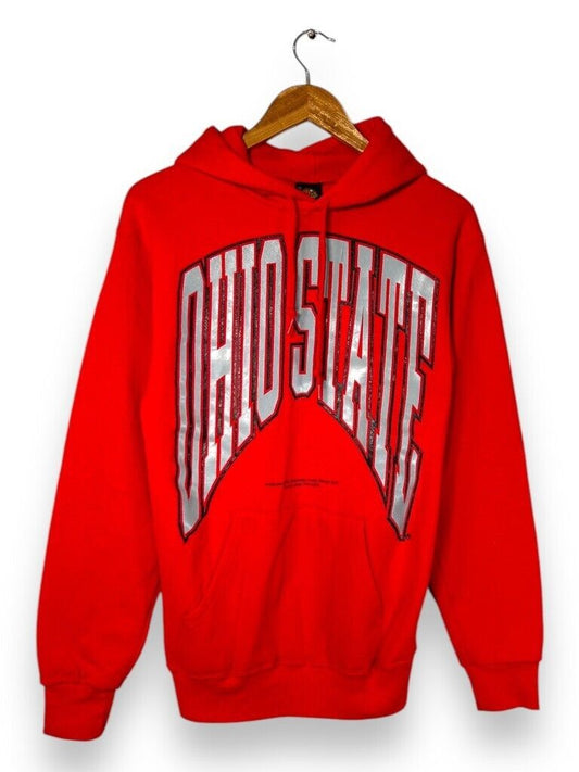 Vintage 90s Ohio State Buckeyes NCAA Arc Spellout Hooded Sweatshirt Size Medium