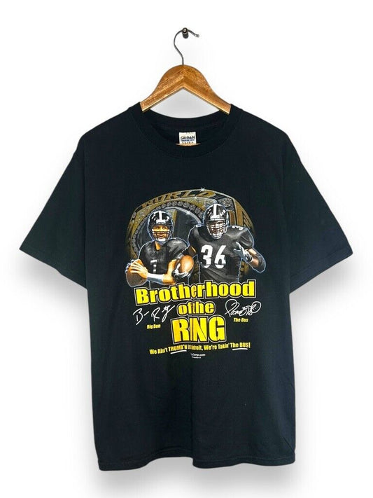 Vintage Pittsburgh Steelers Brotherhood Of The Ring Graphic T-Shirt Size Large