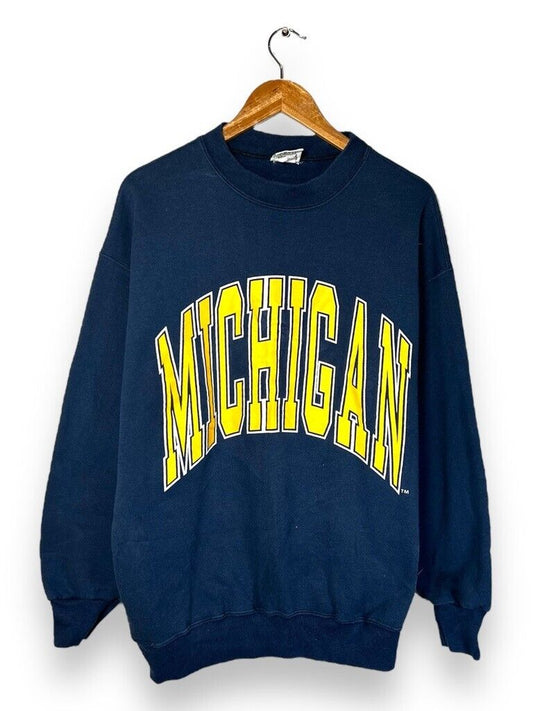 Vintage 90s Michigan Wolverines NCAA Arc Spellout Crewneck Sweatshirt Size XL