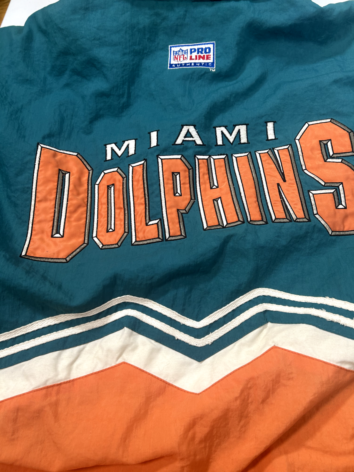 Vintage 90s Miami Dolphins NFL Insulated Full Zip Jacket Nylon Size Large