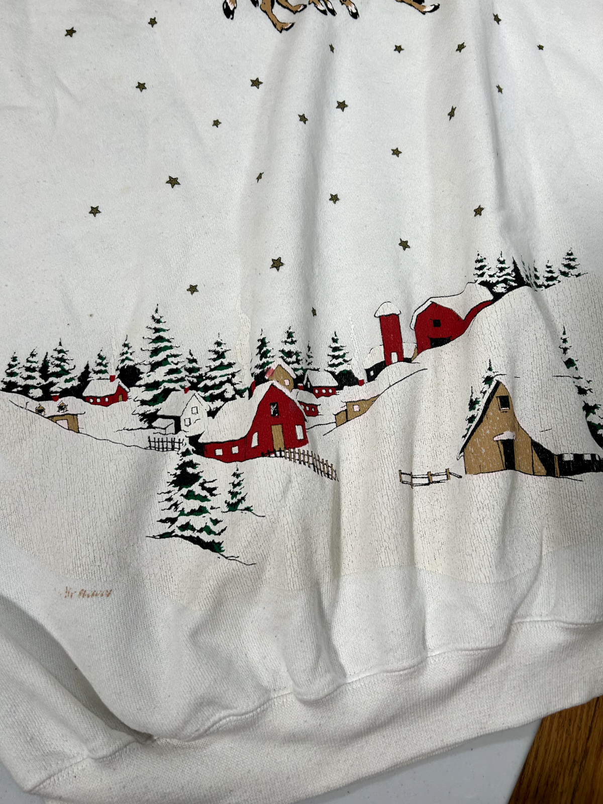 Vintage 90s Santa Claus Reindeer Winter Christmas Crewneck Sweatshirt Size Large