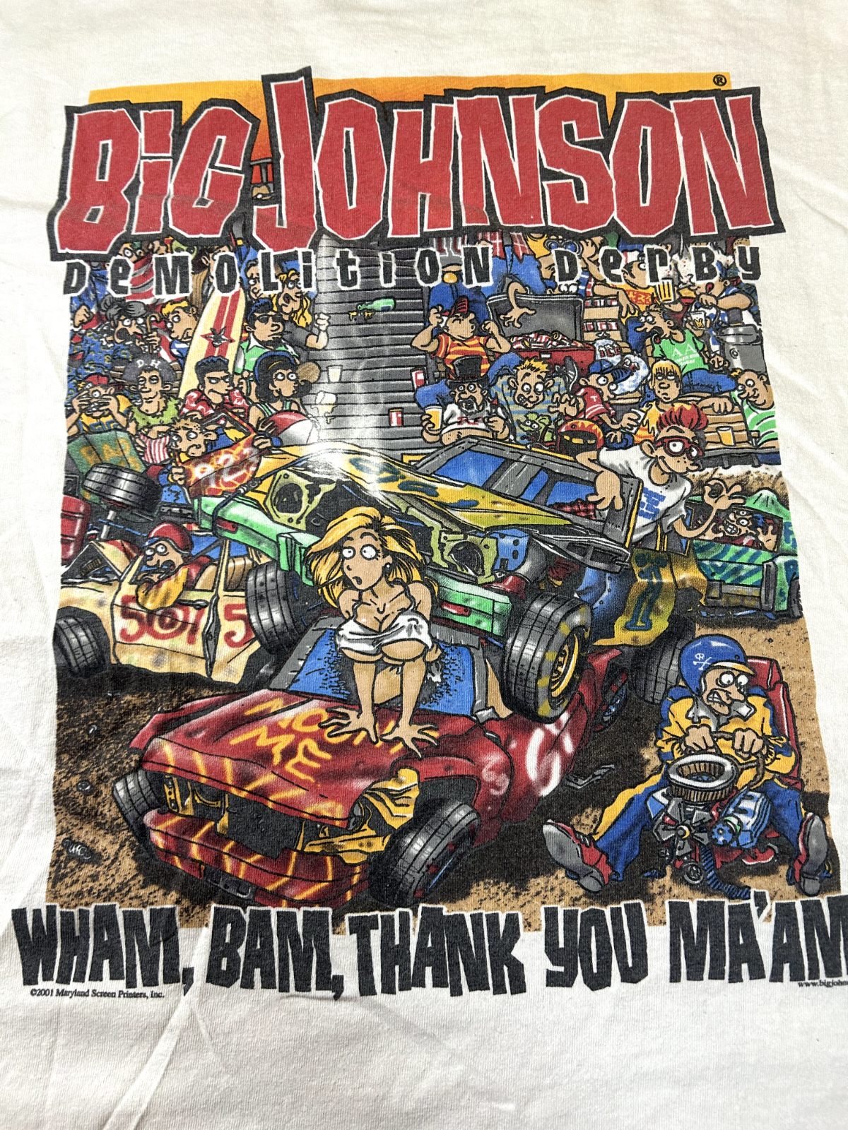 Vintage Big Johnson Demolition Derby Funny Parody Graphic T-Shirt Size XL