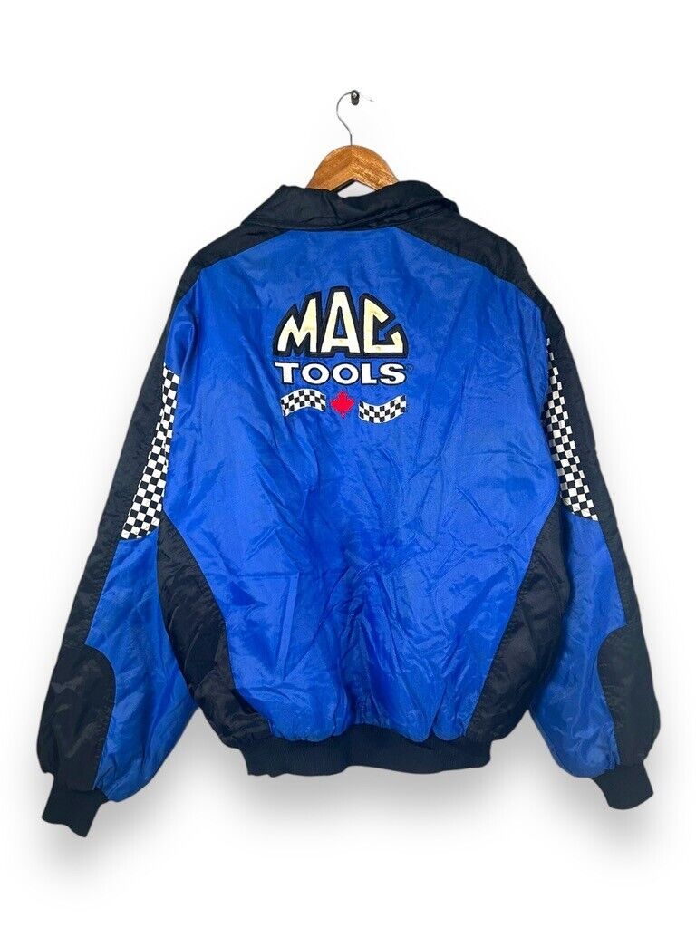 Vintage 90s Mac Tools Racing Button Up Embroidered Bomber Race Jacket Size XL