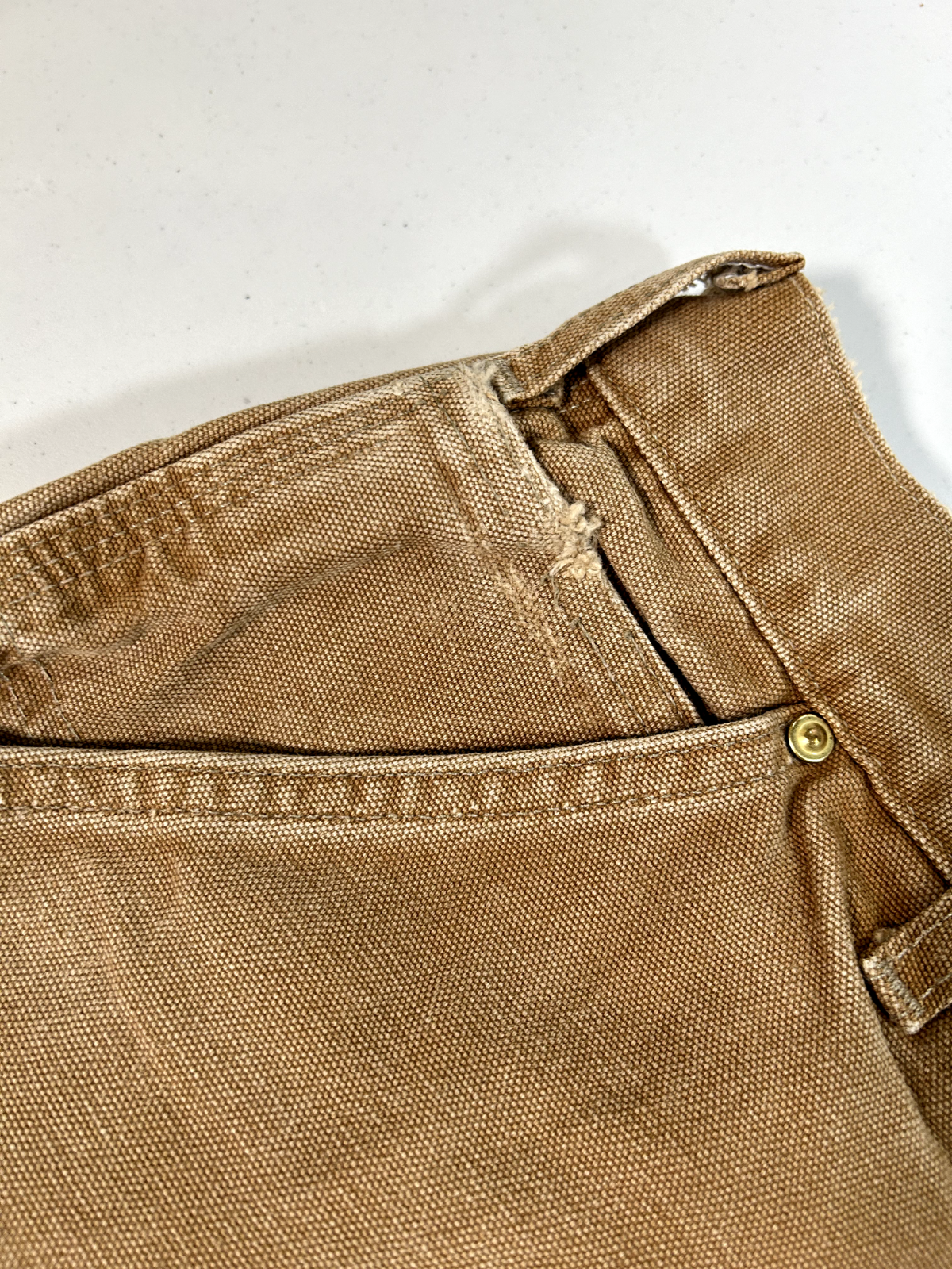 Vtg 90s Carhartt Carpenter Double Knees Canvas Workwear Pants Sz 38 Made In USA