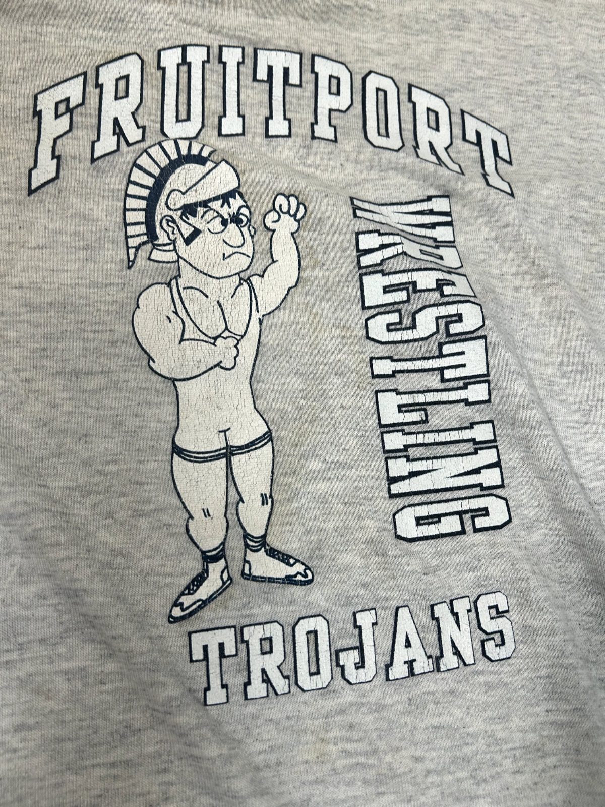 Vintage 80s Fruitport Trojans Wrestling Graphic Russel Athletic T-Shirt Sz Large