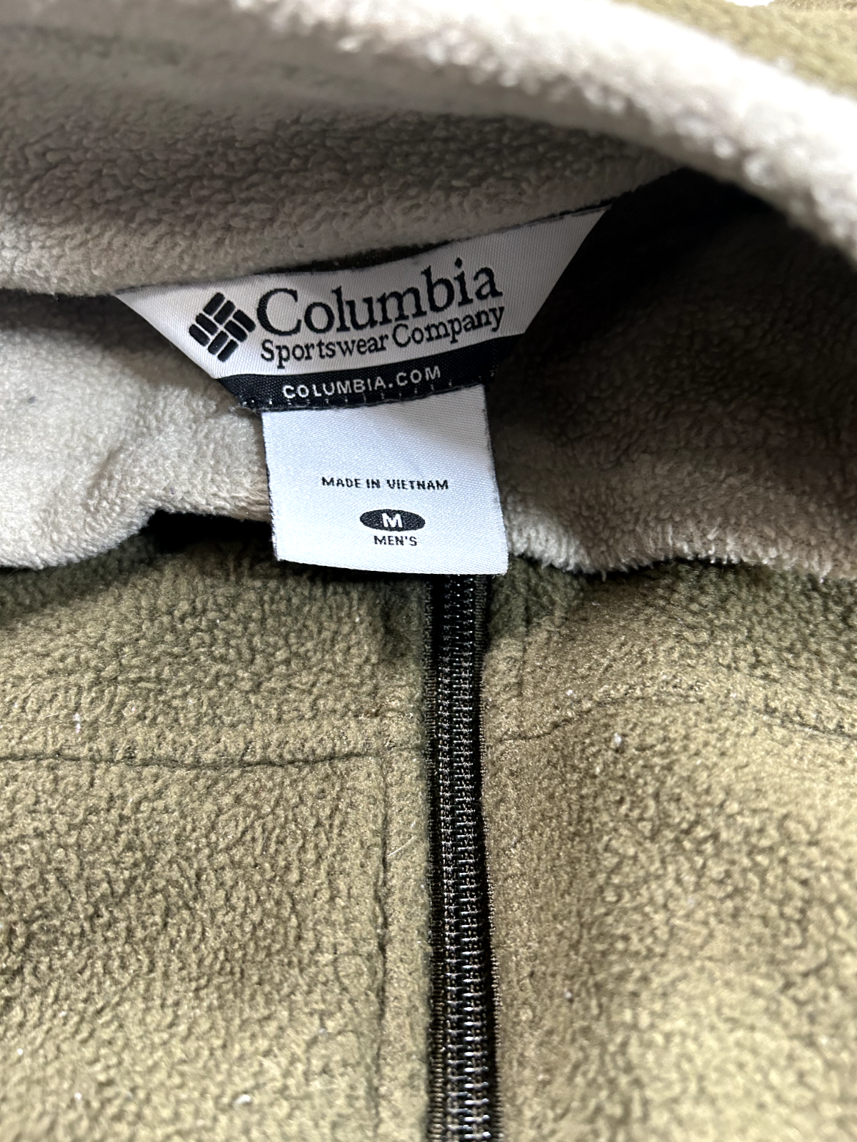 Vintage Columbia Spellout Earth Tone Full Zip Fleece Light Jacket Size Medium