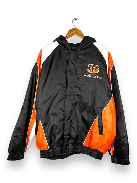 Cincinnati Bengals NFL Lined Logo Full Zip Hooded Football Jacket Sz Large