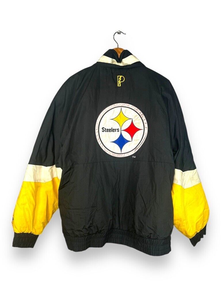 Vintage 90s Pittsburgh Steelers NFL Reversible Insulated Puffer Jacket Sz Large